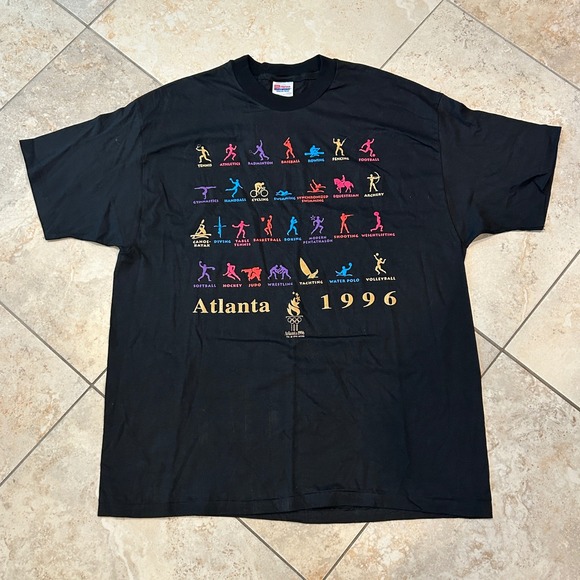 Hanes Other - Vintage Atlanta 1996 Olympics Shirt Mens Adult XXL Black Heavyweight Cotton USA